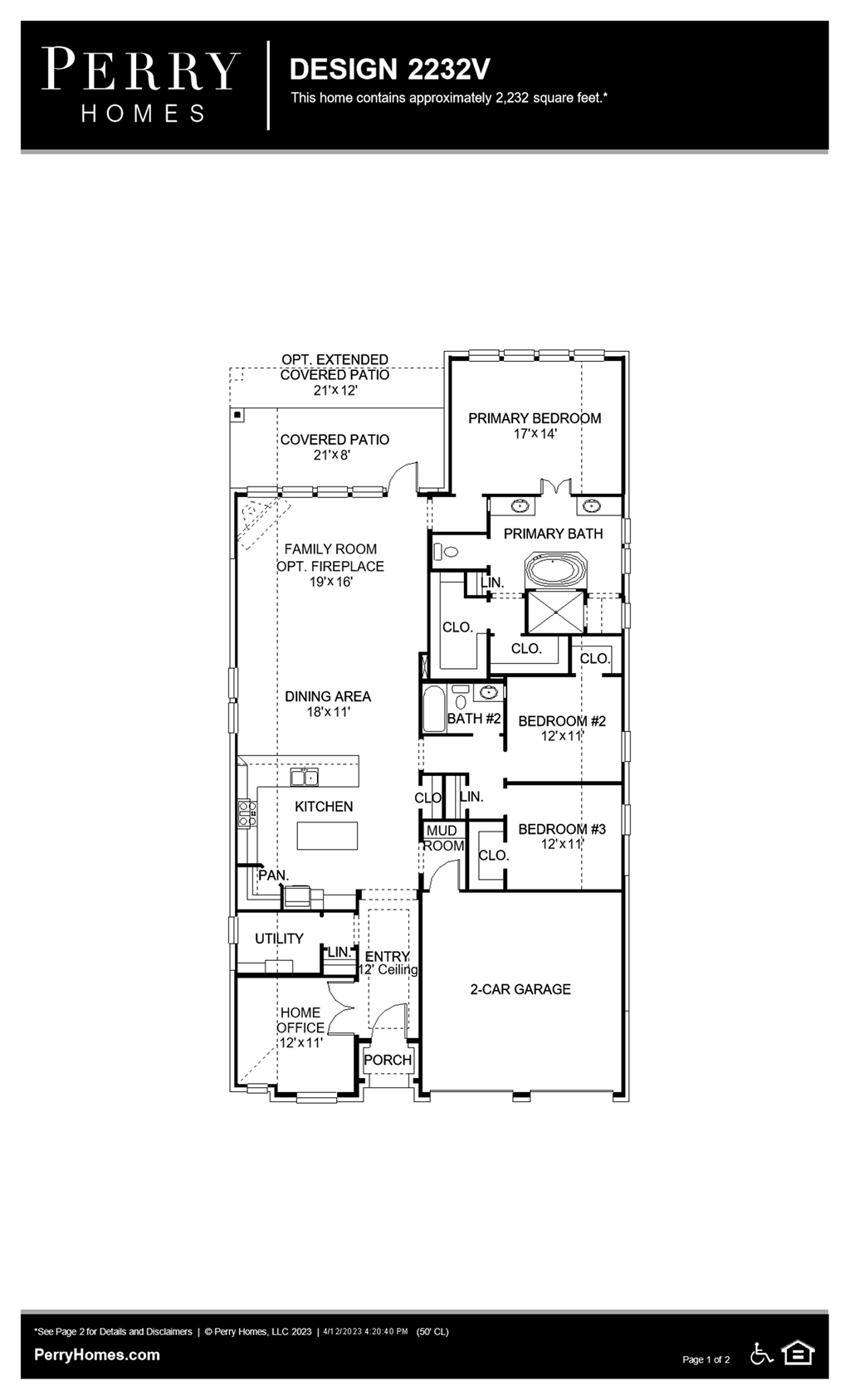 Floor Plan for 2232V